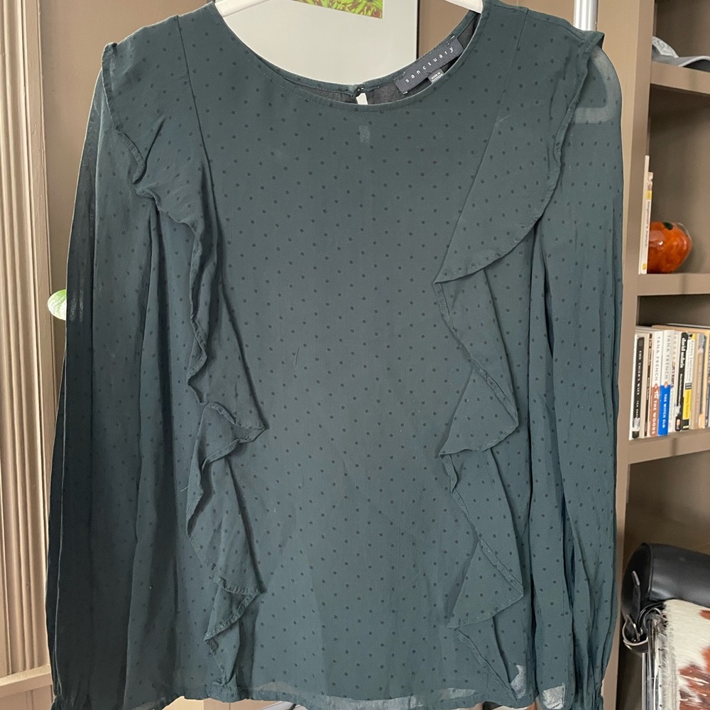 Sanctuary Green Ruffle Blouse